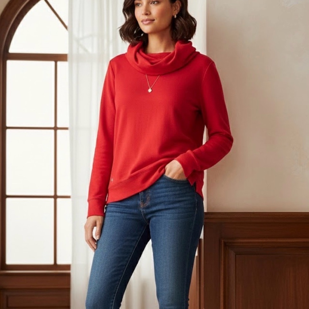 Lauren Ralph Lauren Soft Cowl Neck Longsleeves Chic Blouse Size XL